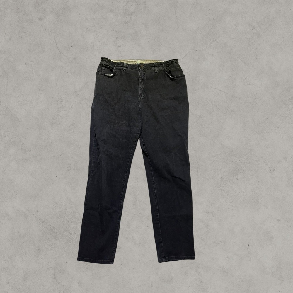 Lee Side Elastic Waist Jeans Black Straight Leg High Rise Stretch Denim 20W Long